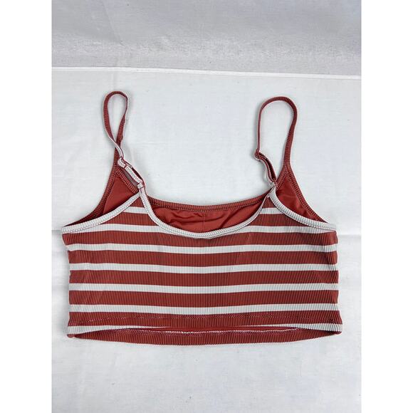 Aerie Bikini Ribbed Longline Scoop Swim Top Striped Summer Beachy Vacation Boho - Picture 4 of 6